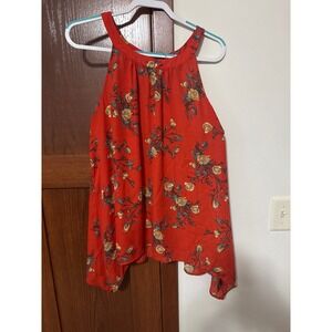 Torrid Red Floral Halter Neck Sleeveless Blouse Top Women Size 1